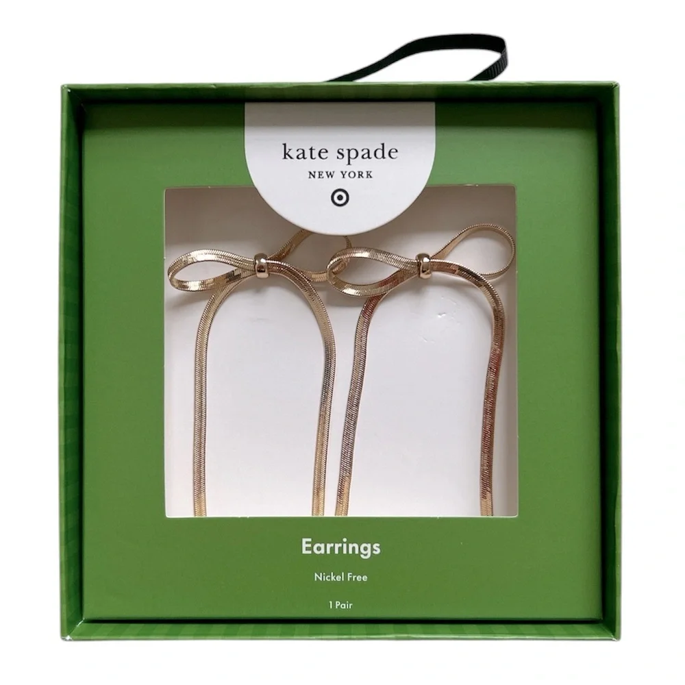 Kate Spade New York x Target Bow Linear Drop Stud Earrings NWT - Picture 3 of 3